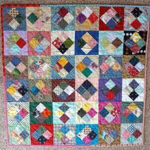 Baby Quilt or Lap/Wheelchair Quilt ~ 4-Patch Square ~ Handmade